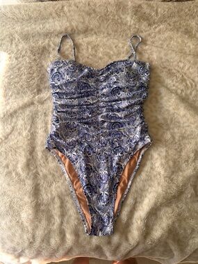 NWOT J. Crew Blue Paisley One-Piece Swimsuit